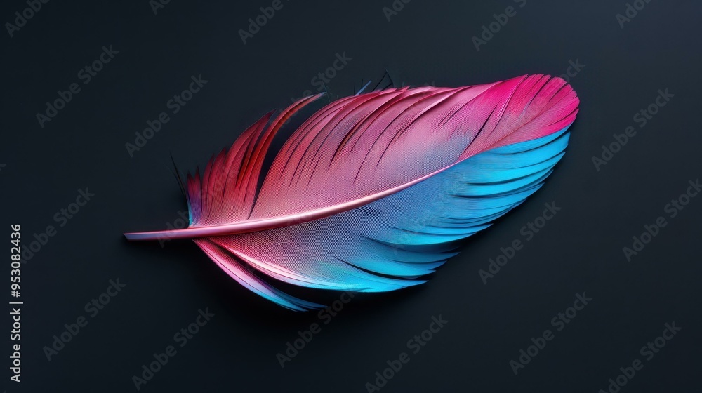 Sticker A stunning, iridescent feather silhouette showcases vibrant colors and a sleek, futuristic texture against a clean backdrop.