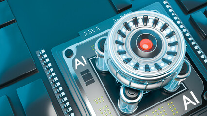 ai technology, artificial intelligence, ai cpu, 3d illustration.