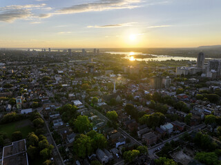 Sunset over central Ottawa with the Ottawa river in the background