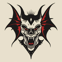 Vampire head very simple traditional tattoo flash styles illustration