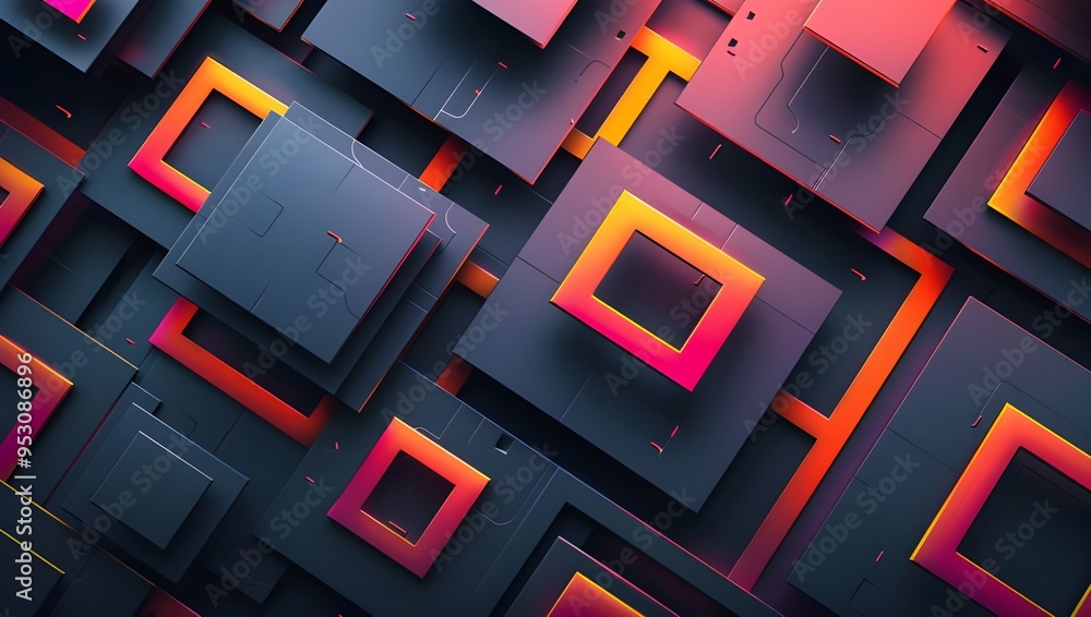 Aufkleber abstract background with glowing squares. vector illustration. eps 10. - generated ai