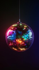 Obraz premium A colorful disco ball with lights shining on it