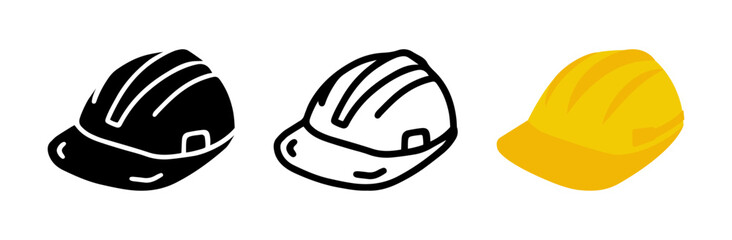 Set of Safety Helmet cartoon doodle, Vector.