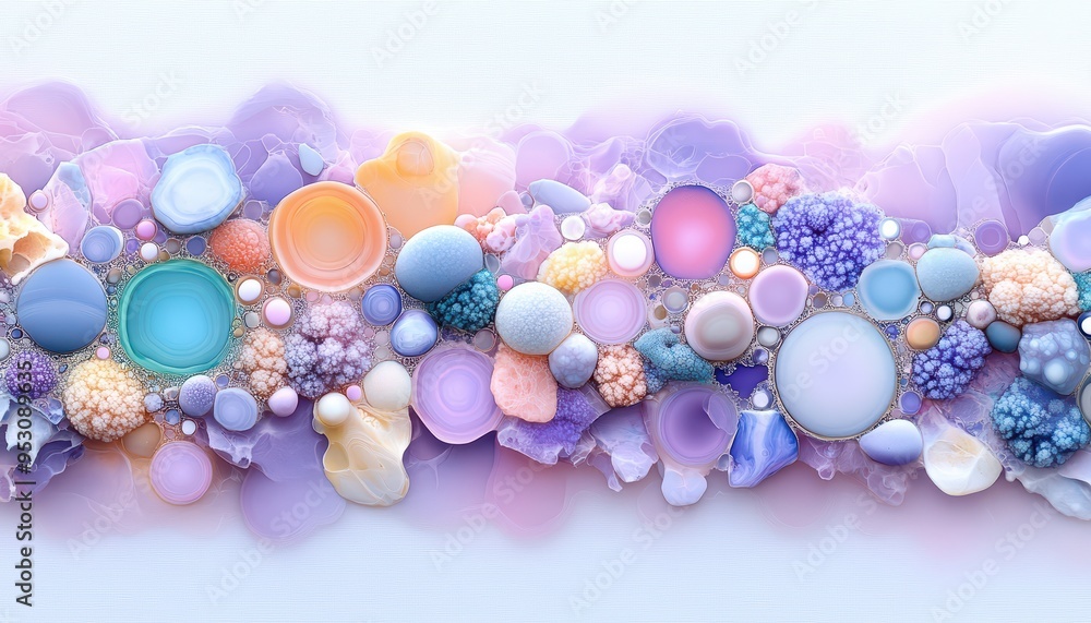 Aufkleber a vibrant, colorful abstract background featuring various circular shapes and textures in soft paste