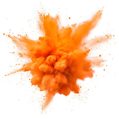 Exploding Orange Powder on White Background