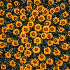 Field of Sunflowers in Full Bloom