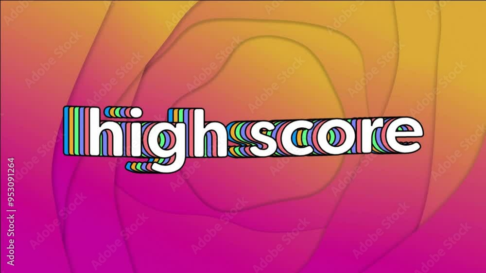 Aufkleber highscore text animation over colorful abstract background