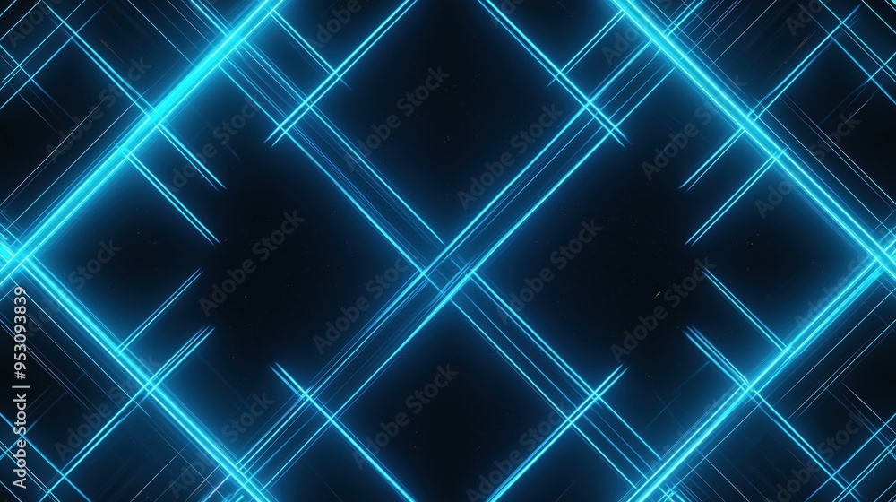 Poster A blue and white image of a grid of lines. The image is of a computer screen and the lines are bright and colorful