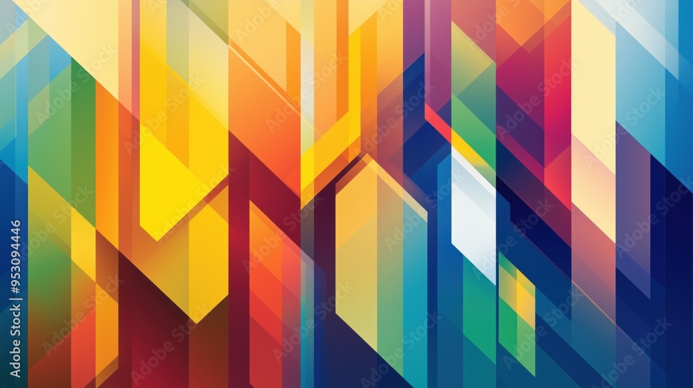Poster a colorful abstract design with many different colors and shapes. the design is made up of squares a
