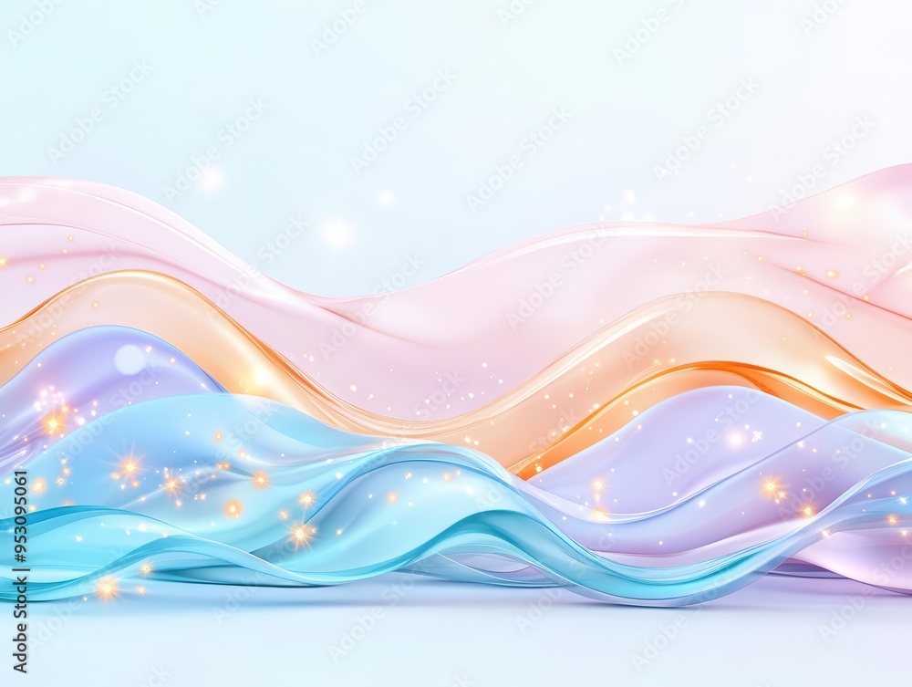 Aufkleber a beautiful abstract background featuring flowing waves in pastel colors, creating a serene and drea