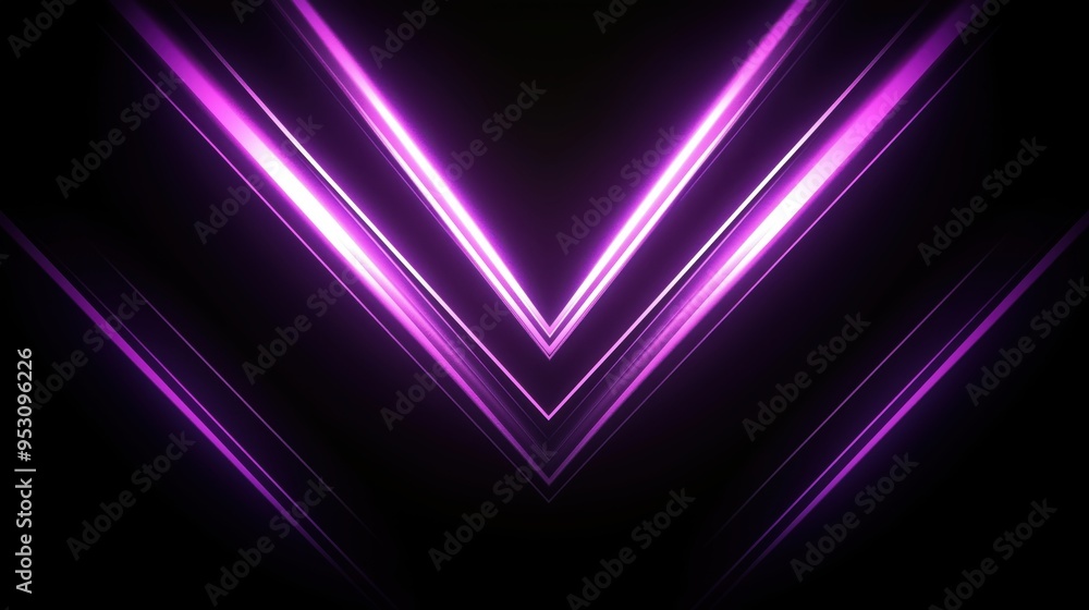 Poster a purple and black image of a v with a purple line on each side. the image is abstract and has a fut