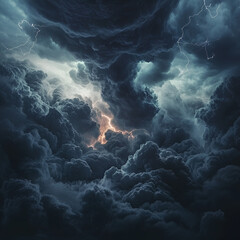 Dramatic Thunderstorm with Dark Clouds and Lightning