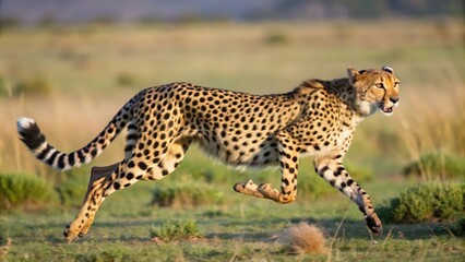 Obraz premium A Cheetah Running Through Grassland