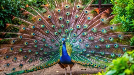 Obraz premium A Peacock With Its Feathers Spread In Full Display