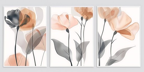 abstract background of art illustration framed in minimalism style swirl free form curve and line set on wall,