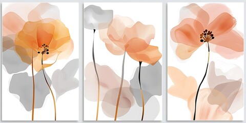 abstract background of art illustration framed in minimalism style swirl free form curve and line set on wall,