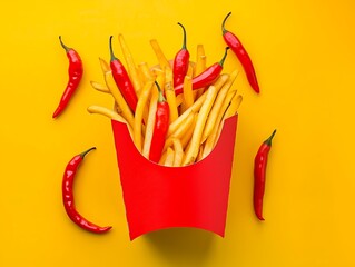 Creative red chili peppers packed in a box red paper box 