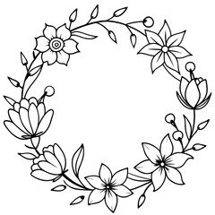 Circular floral wreath vector illustration 
