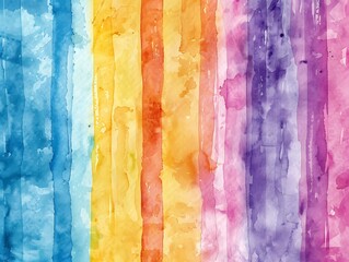 Watercolor rainbow background with abstract stripes