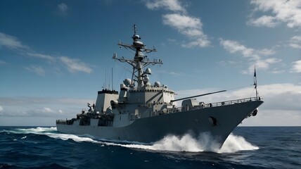 navy military ship background. sail the waves and seas. generative ai