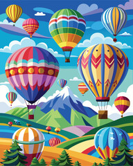 Fototapeta premium Vector Illustration of a Hot Air Balloon Festival