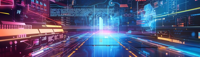 Obraz premium Future tech trends, holographic displays, flat design illustration