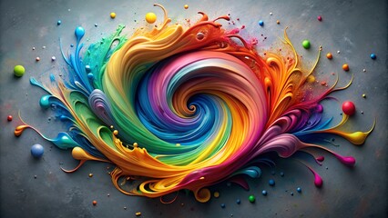 Colorful paint splashes in the center of an abstract design on a background