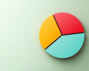 Fototapeta premium 3D-rendered colorful pie chart on a light green background. Concept for data analysis, statistics, and business growth.