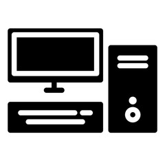 computer, pc, personal computer, hardware solid or glyph icon