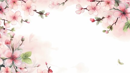 Elegant cherry blossom frame with soft pink flowers creating a serene, delicate border.