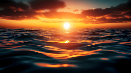 Obraz premium Golden Sunset Over Ocean Waves - Beautiful Nature Photography