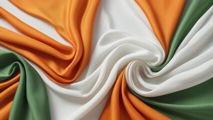 The Irish flag swirling into a beautiful spiral. The vibrant colors of green, white, and orange create a visually striking composition, perfect for patriotic or Irish-themed projects