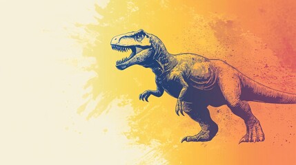 Fototapeta premium Illustration of a fierce Tyrannosaurus Rex dinosaur on a colorful background.