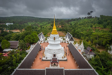 Aerial view of Wat Phra That Chaiyaphum (Phra Maha That Chedi Siri Chaiyaphum), Chaiyaphum, Thailand