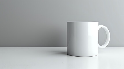 Obraz premium Minimalist white coffee mug with sleek design, showcasing modern simplicity for home or office.