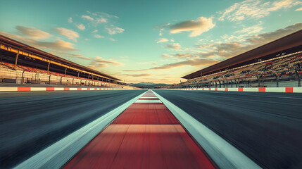 Fototapeta premium Race Track with Grandstand and Starting Line
