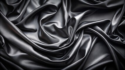 Fototapeta premium Luxurious black fabric background with empty space for text or design