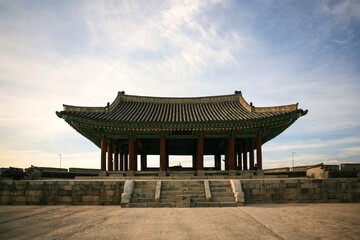View of the traditional Korean pavilion in the medieval castle