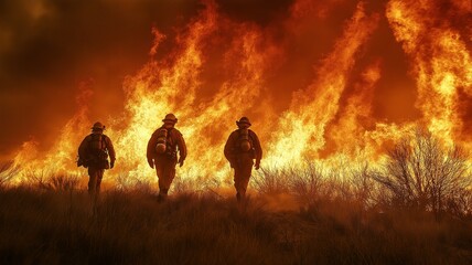 Fototapeta premium The wildfire that firefighters are fighting is