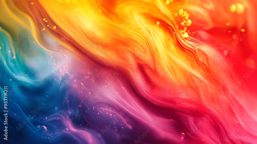 Poster vibrant abstract illustration of swirling colors merging seamlessly in a dynamic flow that captures 