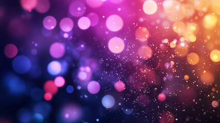Colorful abstract illustration of shimmering bokeh lights against a dark background creating a festive atmosphere at night