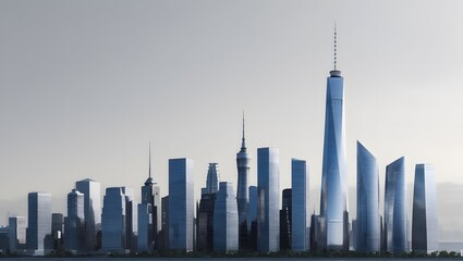 Fototapeta premium Futuristic urban skyline panorama with minimalist architecture