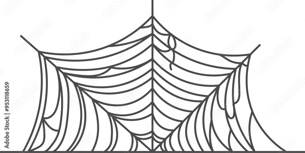 Sticker tangled cobweb silhouette. black line spider thread
