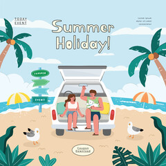 people on summer vacation. vector illustration.