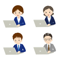 パソコン作業をする人のセット