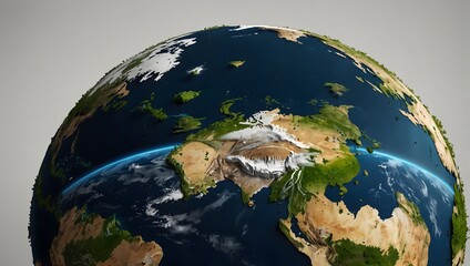 Hyper realistic earth with detailed terrain and atmospheric glow