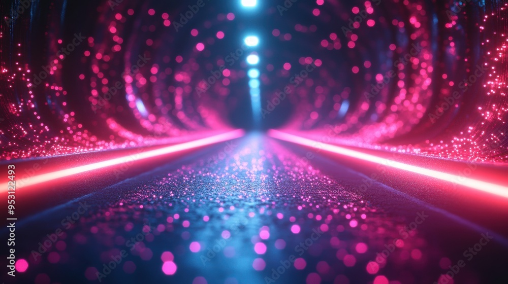 Aufkleber 3d render colorful neon background with glowing laser rays and spectrum lines.