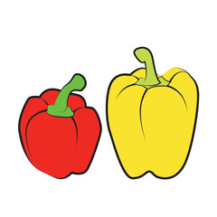 Set of two bell peppers of different colors isolated on a white background. Red, and yellow bell peppers. Vector illustration