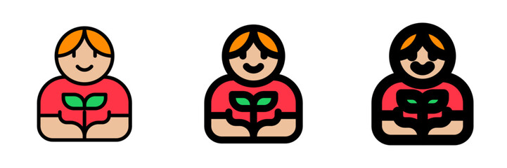 Editable person planting a tree, plant, gardening vector icon. Environment, ecology, eco-friendly. Part of a big icon set family. Perfect for web and app interfaces, presentations, infographics, etc