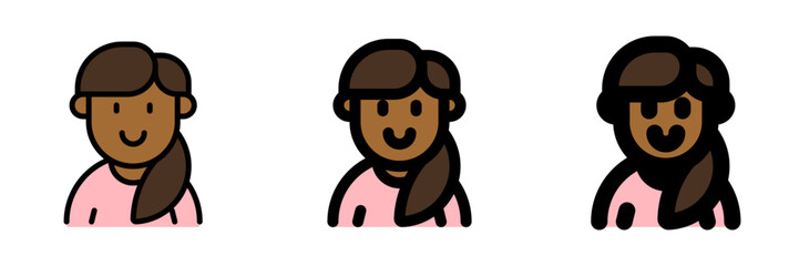 Editable adult woman with ponytail hairstyle avatar vector icon. User, profile, identity, persona. Part of a big icon set family. Perfect for web and app interfaces, presentations, infographics, etc